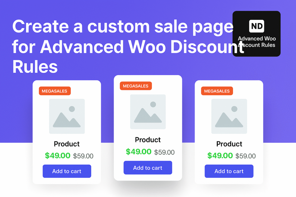 הדגמה של עמוד מבצעים מותאם אישית באתר WooCommerce עם שילוב התוסף Advanced Woo Discount Rules